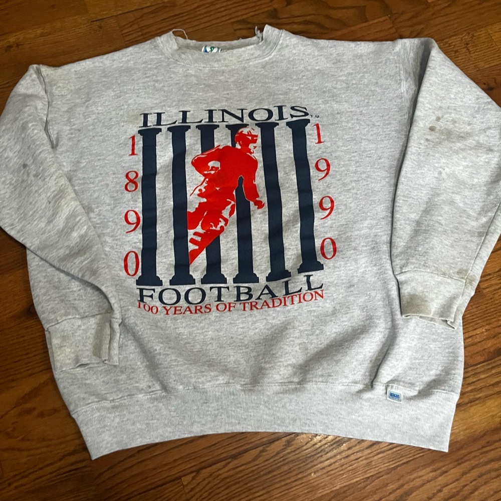 Vintage 80s University of Illinois Fighting Football by Discus Athletic sz L